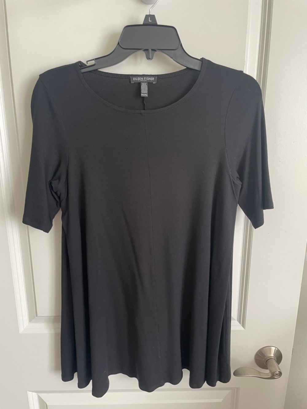 Eileen Fisher Petite Women’s black jersey tunic top EUC